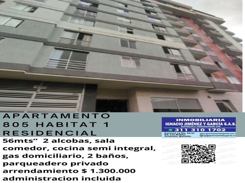 carrera 15 calle 2 Hábitat Residencial 1 apartamento 805
